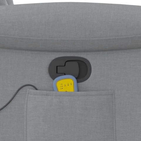 PODNOSZONY FOTEL MASUJĄCY ROZKŁADANY JASNOSZARY TKANINA