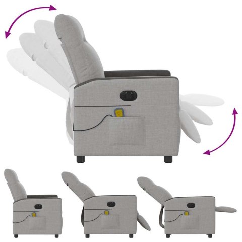 ROZKŁADANY FOTEL MASUJĄCY ELEKTRYCZNY SZARA TKANINA