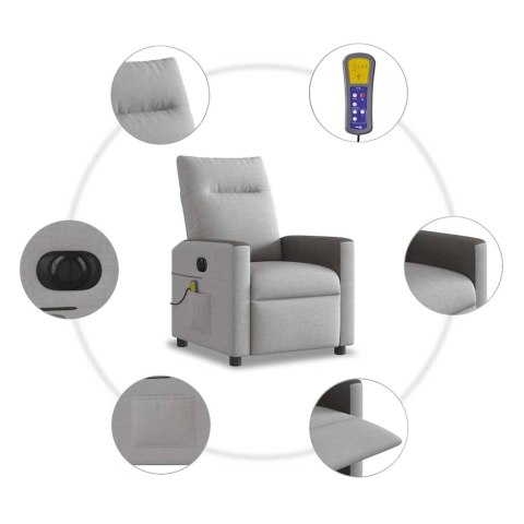 ROZKŁADANY FOTEL MASUJĄCY ELEKTRYCZNY SZARA TKANINA