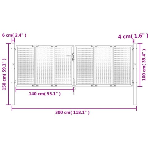 BRAMA OGRODOWA ANTRACYTOWA 300X150CM STAL