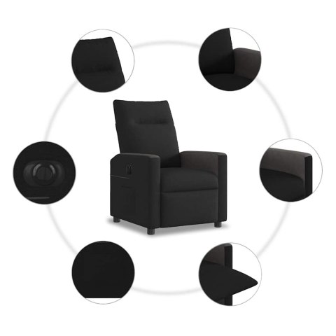 ELEKTRYCZNY FOTEL ROZKŁADANY CZARNY OBITY TKANINĄ