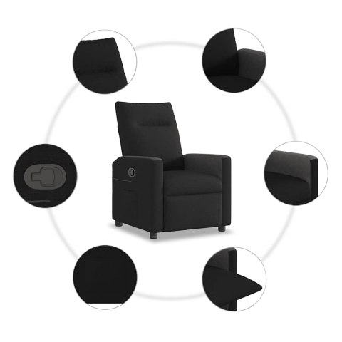 FOTEL ROZKŁADANY CZARNY OBITY TKANINĄ