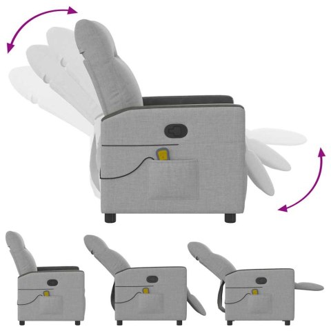 ROZKŁADANY FOTEL MASUJĄCY SZARY OBITY TKANINĄ