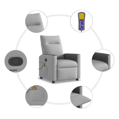 ROZKŁADANY FOTEL MASUJĄCY SZARY OBITY TKANINĄ