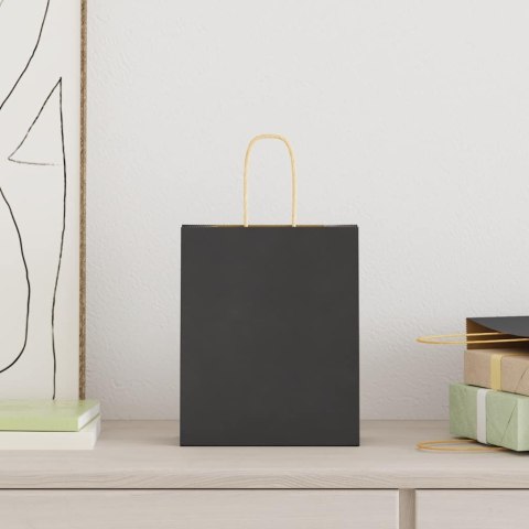 TORBY PAPIEROWE 250 SZT. Z UCHWYTAMI CZARNE 18X8X22CM