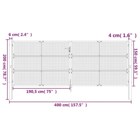 BRAMA OGRODOWA ANTRACYTOWA 400X150CM STAL
