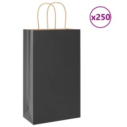 VidaXL Torby papierowe 250 szt. z uchwytami Czarne 21x11x36 cm