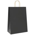 VidaXL Torby papierowe 250 szt. z uchwytami Czarne 32x17x44 cm