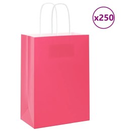 VidaXL Torby papierowe 250 szt. z uchwytami Różowe 15x8x21 cm