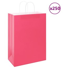 VidaXL Torby papierowe 250 szt. z uchwytami Różowe 32x17x44 cm