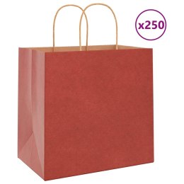 VidaXL Torby papierowe 250 szt. z uchwytami czerwone 26x17x25 cm