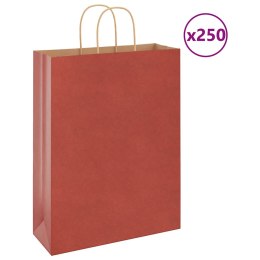 VidaXL Torby papierowe 250 szt. z uchwytami czerwone 32x12x42 cm