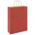 VidaXL Torby papierowe 250 szt. z uchwytami czerwone 32x12x42 cm