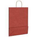 VidaXL Torby papierowe 250 szt. z uchwytami czerwone 32x12x42 cm