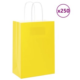 VidaXL Torby papierowe 250 szt. z uchwytami żółte 15x8x21 cm