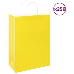 VidaXL Torby papierowe 250 szt. z uchwytami żółte 32x17x44 cm