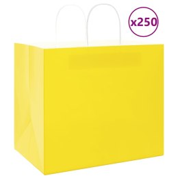 VidaXL Torby papierowe 250 szt. z uchwytami żółte 32x22x28 cm