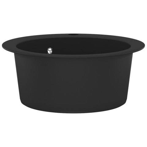 GRANITOWY ZLEWOZMYWAK JEDNOKOMOROWY OKRĄGŁY CZARNY