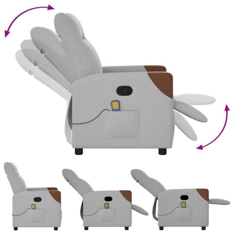 ROZKŁADANY FOTEL MASUJĄCY SZARY OBITY TKANINĄ