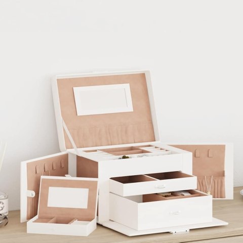 PUDEŁKO NA BIŻUTERIĘ 3-WARSTWOWE Z LUSTREM ZAMYKANE NA KLUCZ