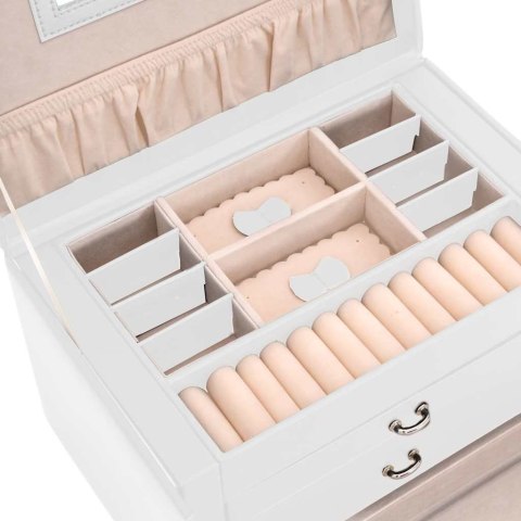 PUDEŁKO NA BIŻUTERIĘ 3-WARSTWOWE Z LUSTREM ZAMYKANE NA KLUCZ