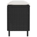 ŁAWKA OGRODOWA Z PODUSZKĄ CZARNA 110X30X40,5CM POLIRATTAN
