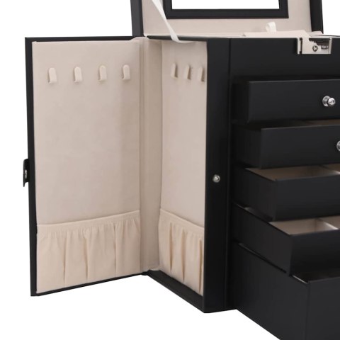 PUDEŁKO NA BIŻUTERIĘ 6-WARSTWOWE Z LUSTREM ZAMYKANE NA KLUCZ