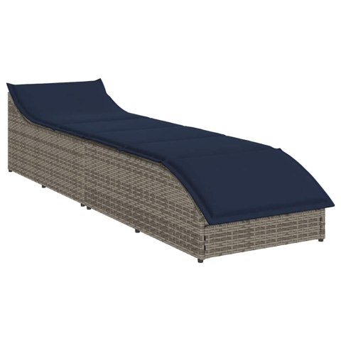 SKŁADANY LEŻAK Z PODUSZKĄ I SCHOWKIEM SZARY POLIRATTAN