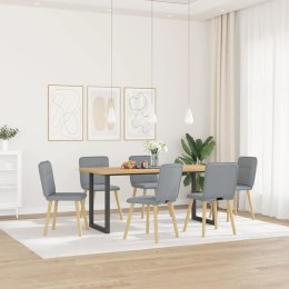 KRZESŁA STOŁOWE 6 SZT. JASNOSZARE TAPICEROWANE TKANINĄ