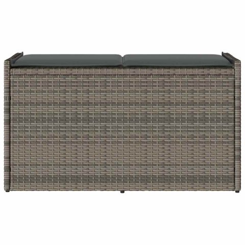 ŁAWKA OGRODOWA ZE SCHOWKIEM I PODUSZKĄ SZARA 100CM POLIRATTAN