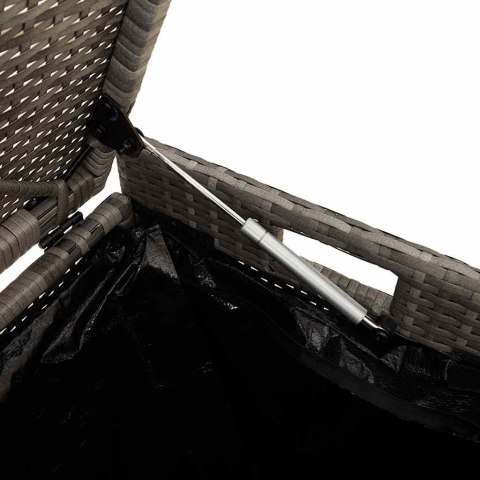 ŁAWKA OGRODOWA ZE SCHOWKIEM I PODUSZKĄ SZARA 100CM POLIRATTAN