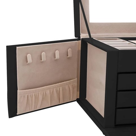 PUDEŁKO NA BIŻUTERIĘ 4-WARSTWOWE Z LUSTREM ZAMYKANE NA KLUCZ