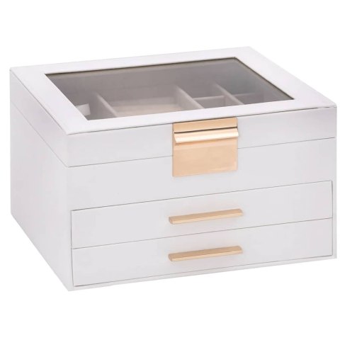 PUDEŁKO NA BIŻUTERIĘ 3-WARSTWOWE BIAŁE 23X20,5X14CM