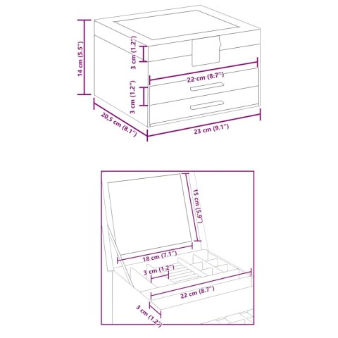 PUDEŁKO NA BIŻUTERIĘ 3-WARSTWOWE BIAŁE 23X20,5X14CM