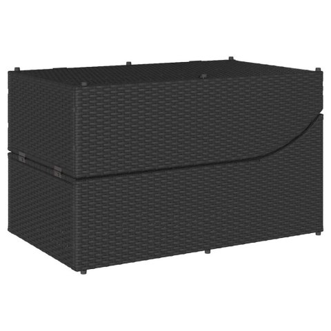 SKŁADANY LEŻAK Z PODUSZKĄ I SCHOWKIEM CZARNY POLIRATTAN