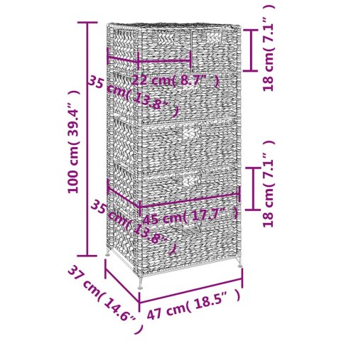SZAFKA Z HIACYNTU WODNEGO Z 6 KOSZAMI 47X37X100CM