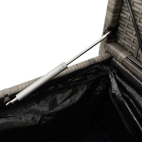 ŁAWKA OGRODOWA ZE SCHOWKIEM I PODUSZKĄ SZARY POLIRATTAN