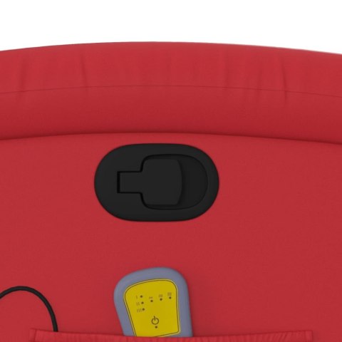 PODNOSZONY FOTEL MASUJĄCY ROZKŁADANY CZERWONY EKOSKÓRA