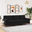 3-OSOBOWA SOFA Z PODUSZKAMI CZARNA 210CM AKSAMIT
