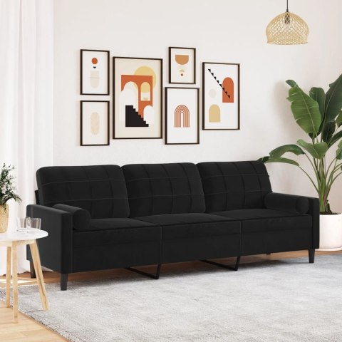 3-OSOBOWA SOFA Z PODUSZKAMI CZARNA 210CM AKSAMIT