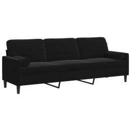 3-OSOBOWA SOFA Z PODUSZKAMI CZARNA 210CM AKSAMIT