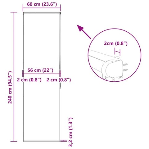 ROLETA PRYSZNICOWA Z KASETĄ 60X240CM SZEROKOŚĆ TKANINY 56CM
