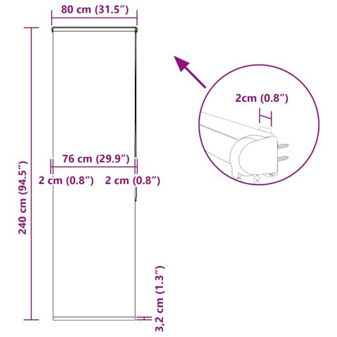 ROLETA PRYSZNICOWA Z KASETĄ 80X240CM SZEROKOŚĆ TKANINY 76CM