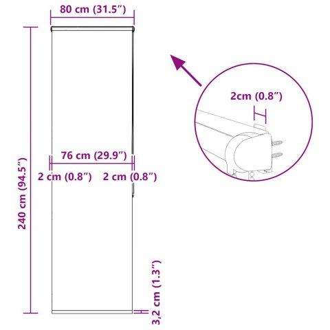 ROLETA PRYSZNICOWA Z KASETĄ 80X240CM SZEROKOŚĆ TKANINY 76CM