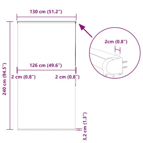 ROLETA PRYSZNICOWA Z KASETĄ 130X240CM SZEROKOŚĆ TKANINY 126CM