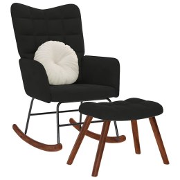 FOTEL BUJANY ZE STOŁKIEM CZARNY AKSAMIT