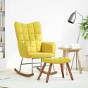 FOTEL BUJANY ZE STOŁKIEM ŻÓŁTY AKSAMIT