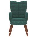 FOTEL Z PODNÓŻKIEM CIEMNOZIELONY OBITY AKSAMITEM