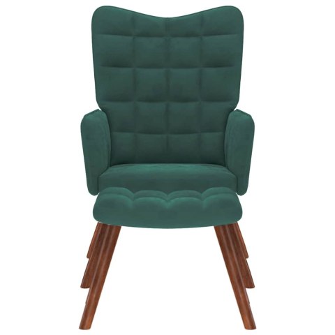 FOTEL Z PODNÓŻKIEM CIEMNOZIELONY OBITY AKSAMITEM