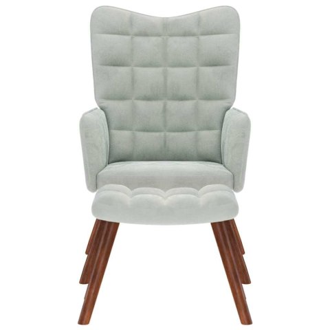 FOTEL Z PODNÓŻKIEM JASNOSZARY OBITY AKSAMITEM